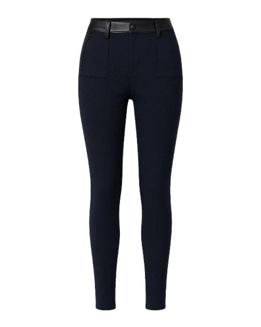 Conquista Blue Mid Rise Pleather Detail Jeggings