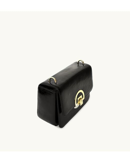 Apatchy London Black The Tilly Crinkle Patent Leather Bag