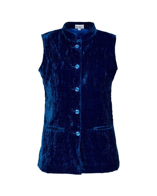 At Last Blue Short Silk Velvet Waistcoat