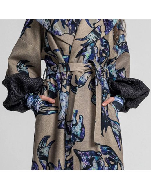 ARTISTA Blue Crystal Overlapped Printed Coat