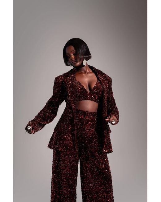 Ofuure Red Liza Sequin Bra Top