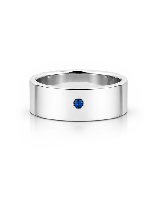 Unaloe White Sterling Wide Band Ring With Sapphire – Elegant Minimal Jewelry Ring for men