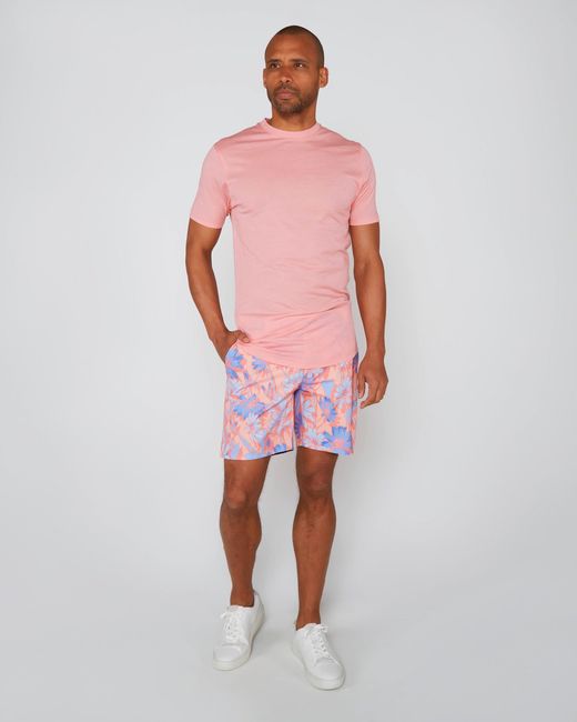 Lords of Harlech Pink Cassius Merino Jersey Crew Neck Shirt for men