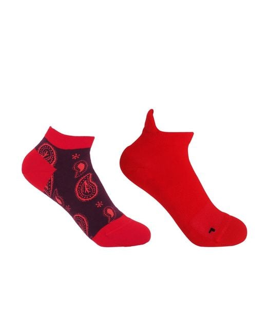 Peper Harow - Made in England Red Paisley Burgundy & Organic Sport Trainer Socks Bundle