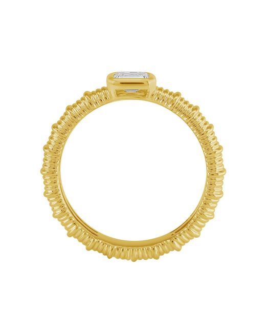 Artisan Yellow 14K Emerald Cut Diamond Ribbed Band Ring