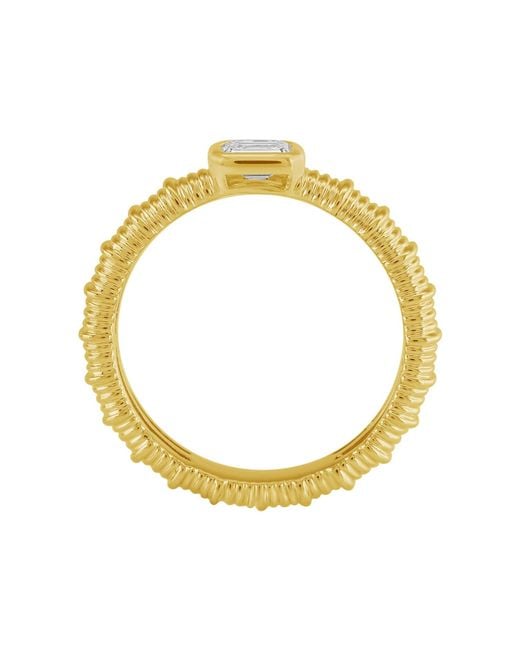 Artisan Yellow Emerald Cut Diamond Textured Handcrafted Band Ring