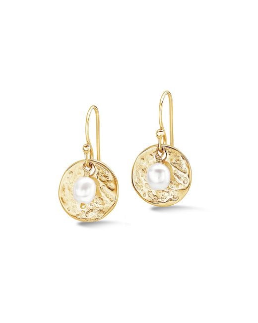 Dower & Hall Metallic Luna Pearl & Disc Earrings