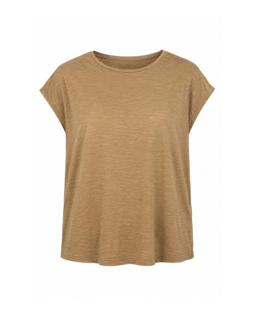 Conquista Brown Relaxed Textured Short-Sleeve Top