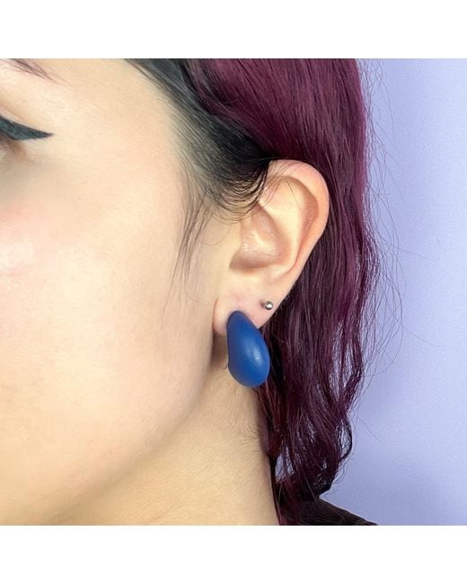 By Chavelli Blue Chubby Huggie Hoops