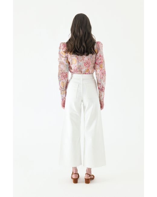 We Are Kindred Pink Aurora Silk Puff Sleeve Blouse