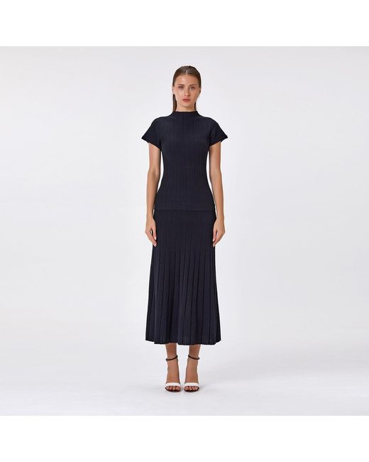 Smart and Joy Green Long Pleated Cotton Knit Skirt