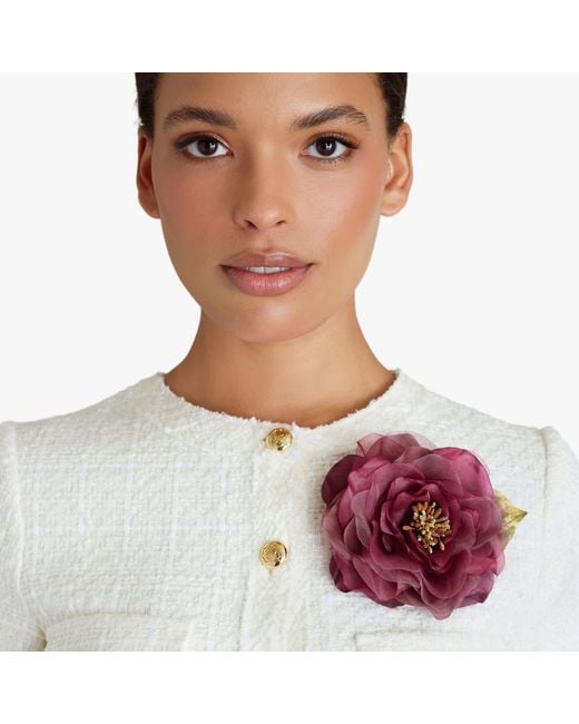 Helena Simon Pink The Mauve Open Rose Floral Brooch