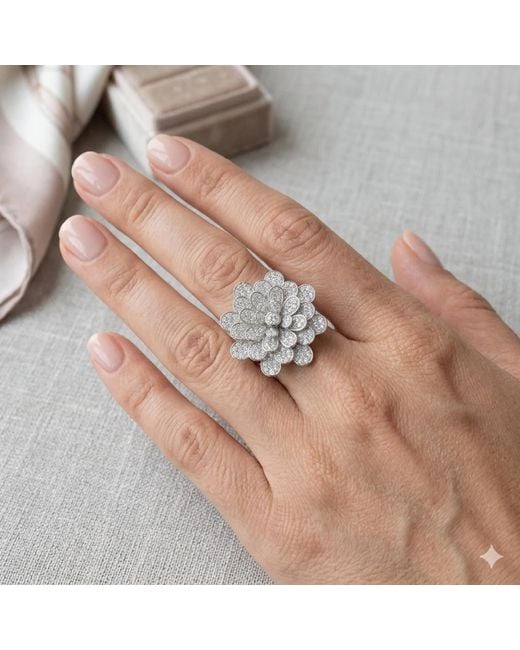 Artisan Gray 14K Diamond Floral Statement Ring