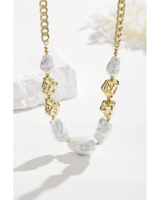 Classicharms Metallic Baroque Pearl Statement Necklace
