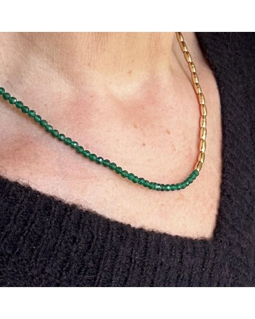 Clemence Wren Metallic Asymmetric Gemstone Necklace Nuggets