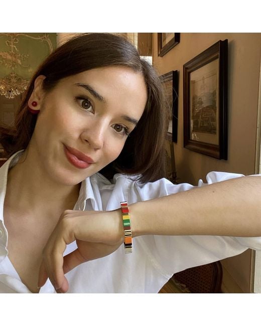 Michael Nash Jewelry Green Larissa Enamel Stretch Three Piece Bracelet Set