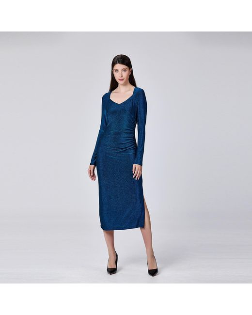 Smart and Joy Blue Fitted Jersey Rush Side Dress