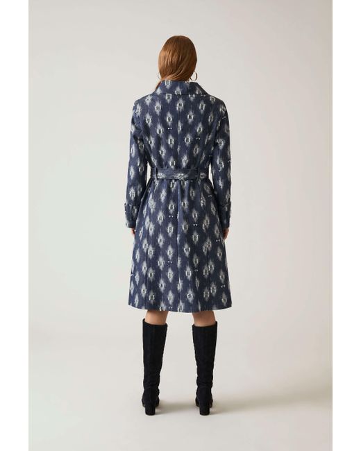James Lakeland White Abstract Print Trench Coat