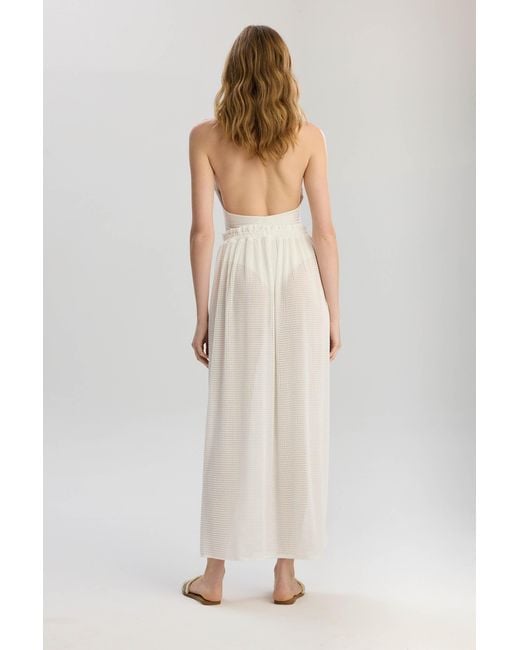 Lilamie White Carmen Side Tie Pareo Beach Skirt