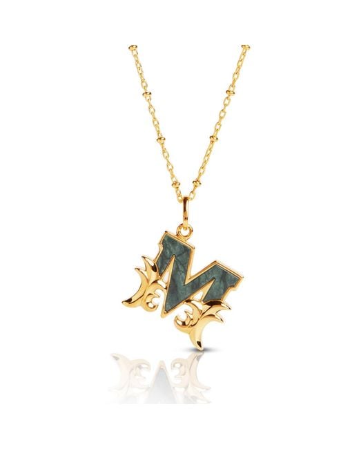 Kasun Metallic Plated M Initial Necklace With Marble