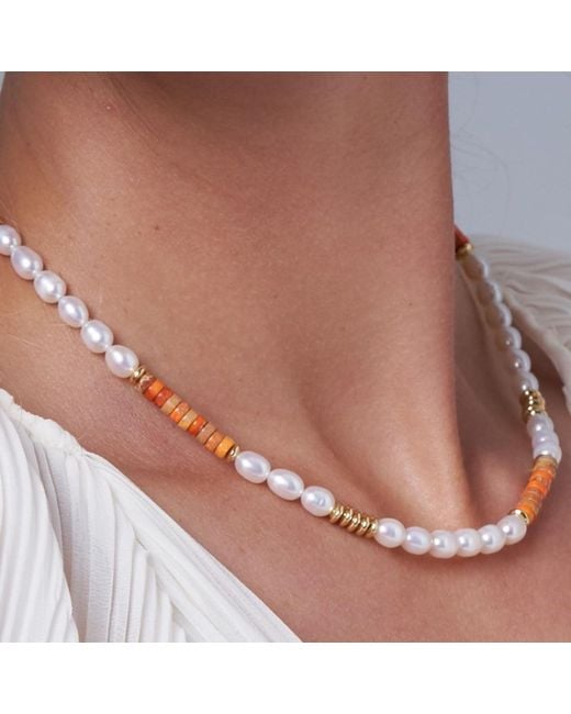Pearls of the Orient Online Metallic Nova Oval Cultured Freshwater Pearls Necklace With Jasper & Beads