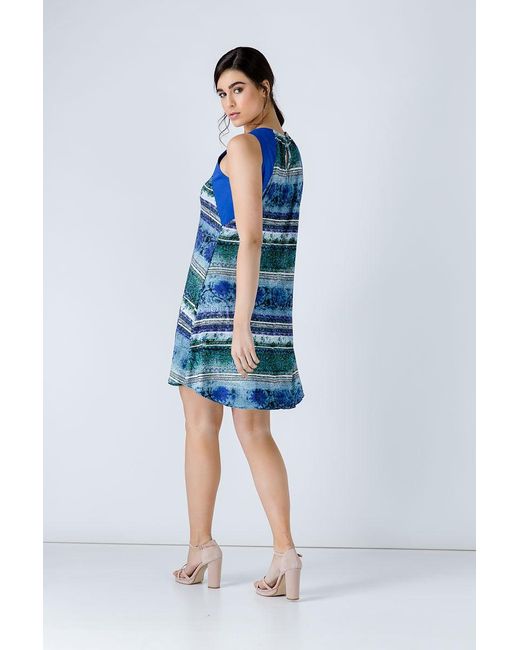 Conquista Blue Royal Print Dress