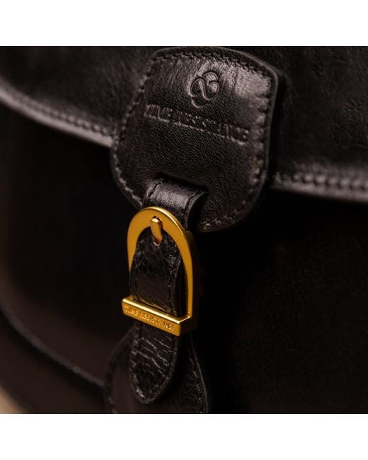 Time Resistance Black Leather Saddle Bag