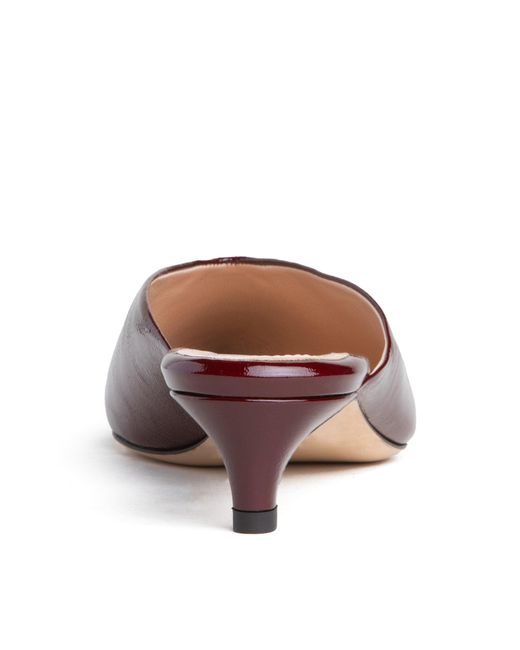 Beautiisoles by Robyn Shreiber Made in Italy Red Gal Burgundy Leather Mule With Low Heel Comfortable For Evening & Day Wear