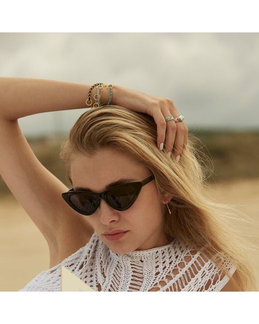 Spero London Metallic Handmade Rope Braided Sterling Beaded Chain Bracelet