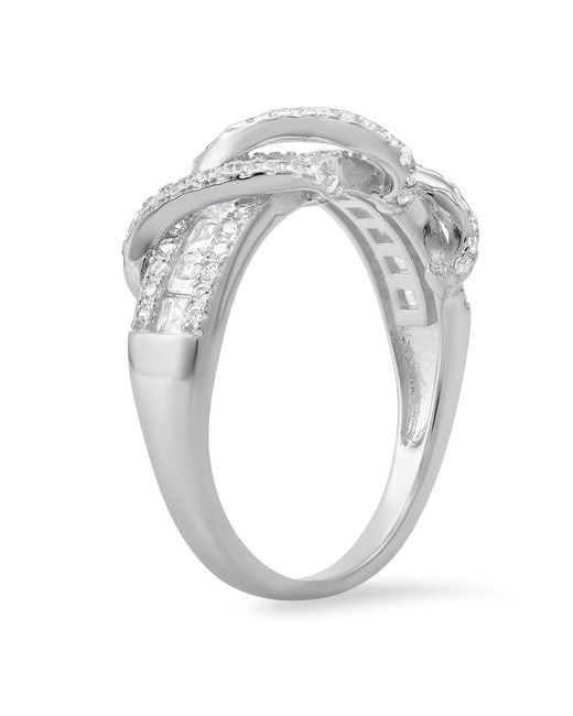 Kylie Harper Metallic Sterling Exotic Twist Diamond Cz Band Ring