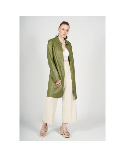 Freaky Nation Green Unlined Leather Coat Safari