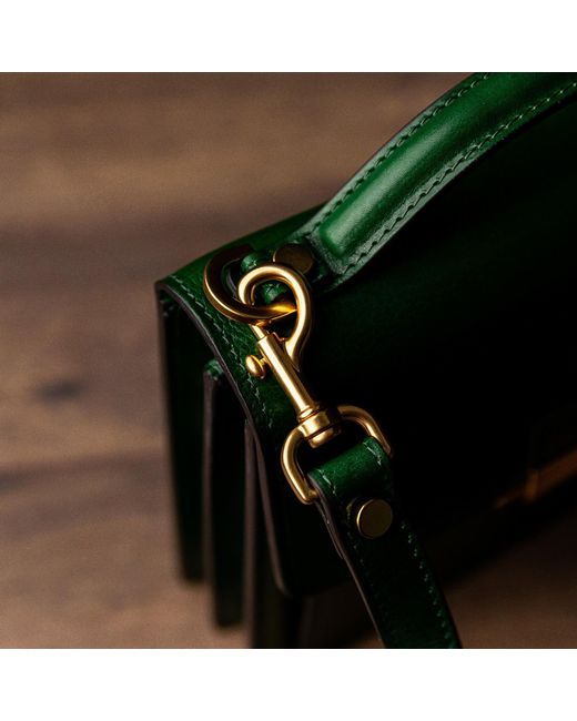Time Resistance Green Small Leather Briefcase For