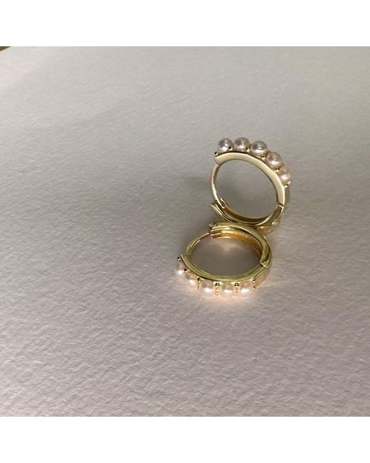 Clemence Wren Metallic Freshwater Pearl Contemporary Hoop Earrings
