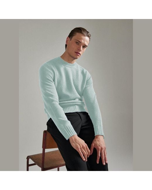 Salts Cashmere Green Lofty Knit Crew Neck Sweater