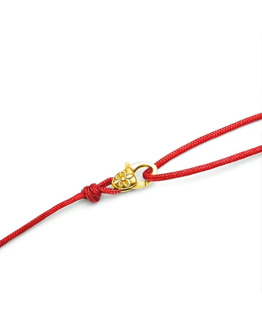 Nialaya Red Wrap-Around String Bracelet With Sterling Plated Lock for men