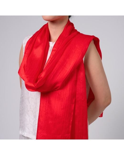 Silk and Bears Red Mulberry Silk Scarf – Handwoven & Hand-Dyed Sheer Shawl
