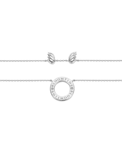 BLOOMTINE | Earth Angel HQ Metallic Mini Halo Wings Diamond Sterling Angel Necklace