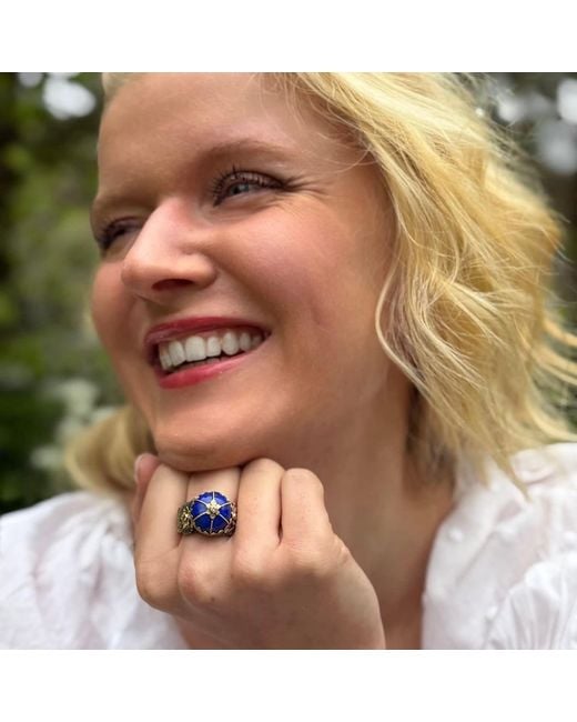 Emma Chapman Jewels Blue Lapis Lazuli Diamond Cocktail Ring