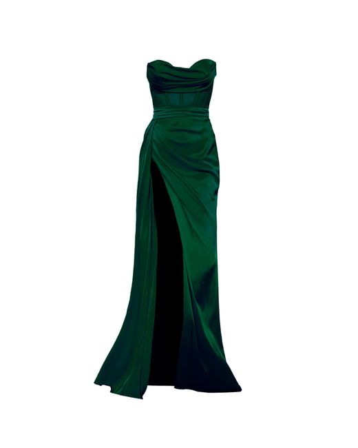 Angelika Jozefczyk Green Napoli Corset High Slit Gown Emerald