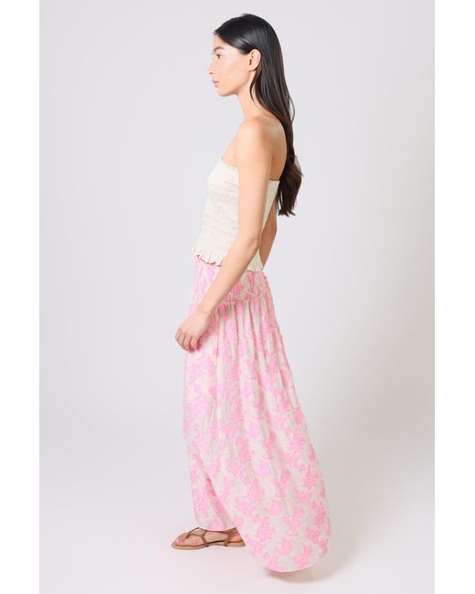 Traffic People Pink Wisdom & Pearls And Floral Embroidered Aurora Maxi Skirt