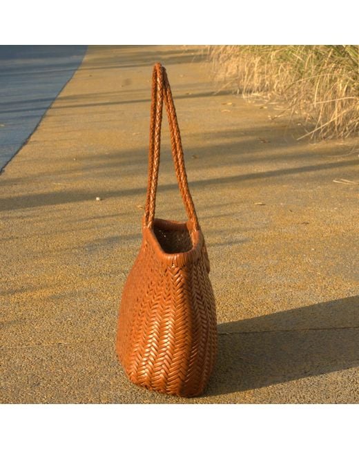 Rimini Brown Woven Leather Handbag