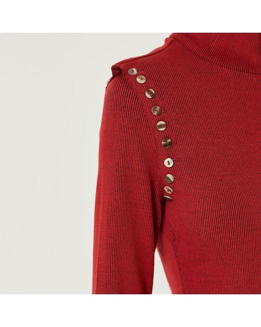 Pcfg Red Your Itch Two Tones Rib Long Sleeve