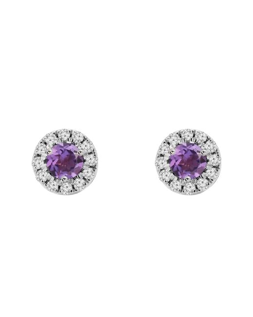 Augustine Jewels Purple Birthstone Halo Earrings