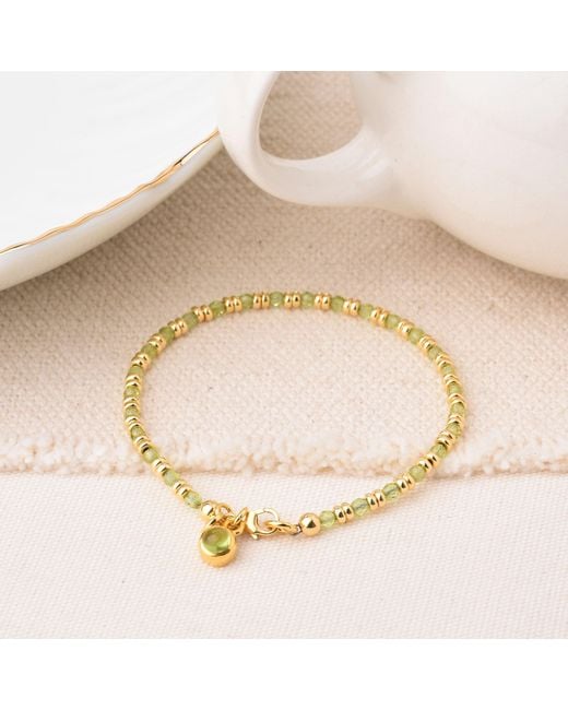 Nellou Jewellery Metallic Linear August Birthstone Bracelet Peridot Sterling