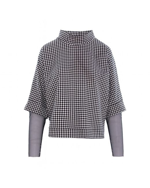 Larisa Dragna Gray Gingham Blouse With A Removable Heart