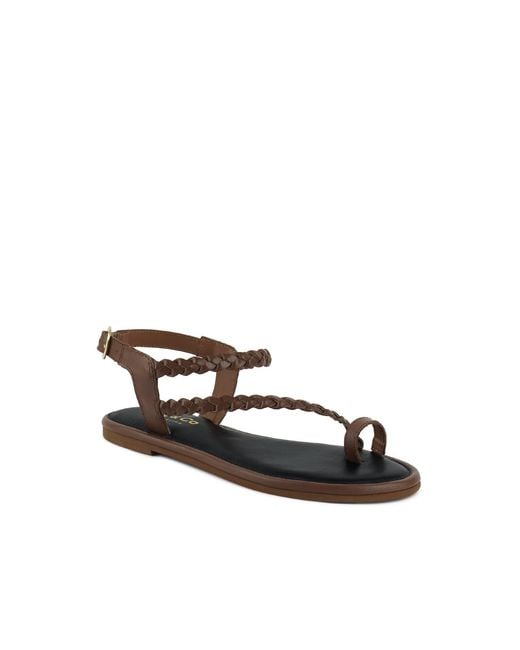 Rag & Co Brown Stallone Tan Braided Flat Sandals By Rag & Co