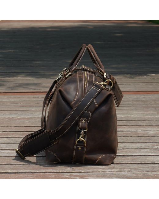 Touri Brown Classic Traveller Genuine Leather Holdall for men