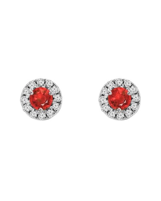 Augustine Jewels Red Birthstone Halo Earrings
