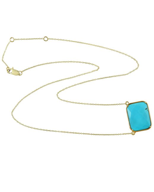 Artisan White Cushion Shape Sleeping Beauty Turquoise Pendant With Necklace18k Gold