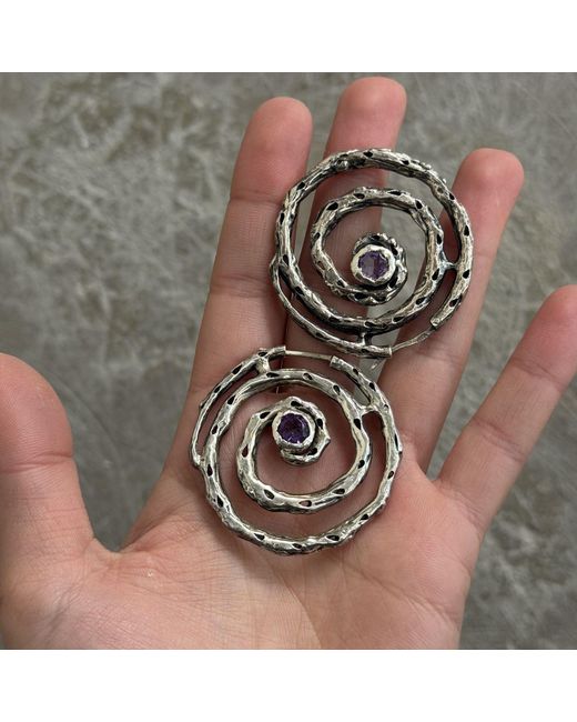 GYUNIA Metallic Vortex Hoop Earrings